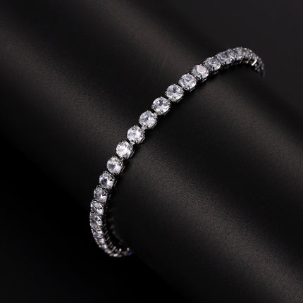 Luxury Sparkling Zircon Bracelet – Unisex Tennis Style Wristband – Detachable Extender Chain for Perfect Fit – Elegant Gift for Daily Wear & Holidays