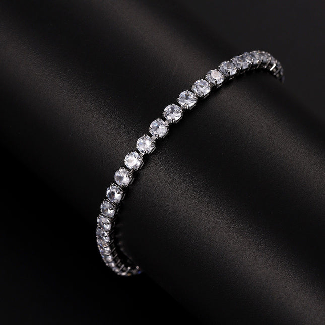 Luxury Sparkling Zircon Bracelet – Unisex Tennis Style Wristband – Detachable Extender Chain for Perfect Fit – Elegant Gift for Daily Wear & Holidays