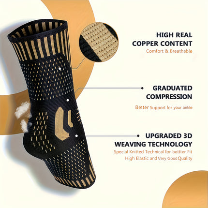 Copper-Infused Ankle Support Sleeves – Compression Socks for Arch & Heel Stabilization – Moisture-Wicking Foot Sleeve for Recovery, Pain Relief & Sports