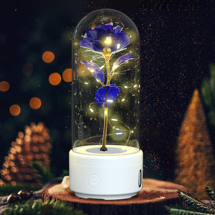 Eternal Rose in Glass Dome with Bluetooth Speaker – Romantic LED Luminous Flower Night Light – Perfect Valentine's Day & Anniversary Gift for Her