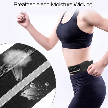 Slim Running Belt Waist Pack – Waterproof Sports Fanny Pack – Adjustable Elastic Waist Pouch for iPhone, Keys & Travel
