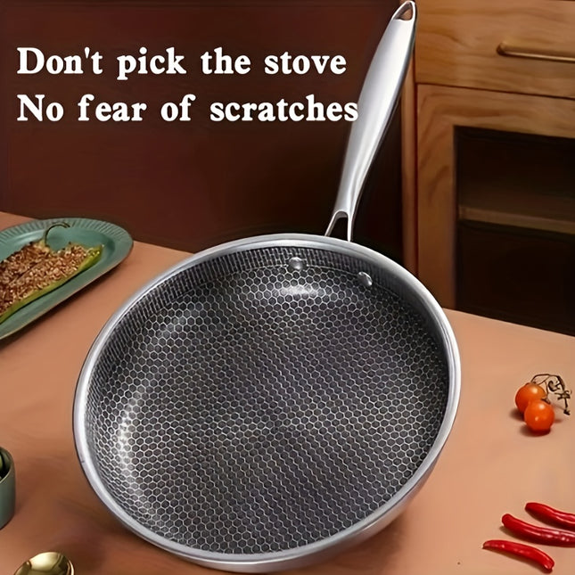 Hybrid Honeycomb Stainless Steel Frying Pan – Non-Stick & Scratch-Resistant Skillet – Laser Etched