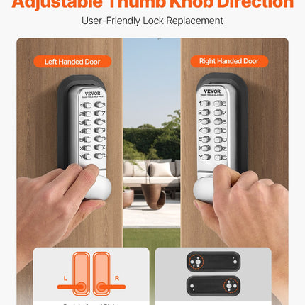 Mechanical Keyless Entry Door Lock – Waterproof 14-Key Keypad Deadbolt – Battery-Free Combination Lock for Gates, Home & Office – Zinc Alloy