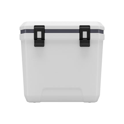 38 QT Insulated Hard Cooler – 54-Can Capacity Ice Chest – Portable Outdoor Cooler with Cup Holders & Ergonomic Handle – Blue/White