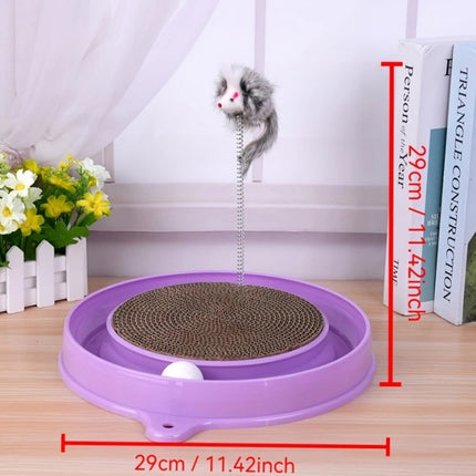 3-in-1 Interactive Cat Scratching Board – Multi-Functional Scraper Mat with Ball Track & Spring Toy – Furniture Protector & Boredom Relief for Cats