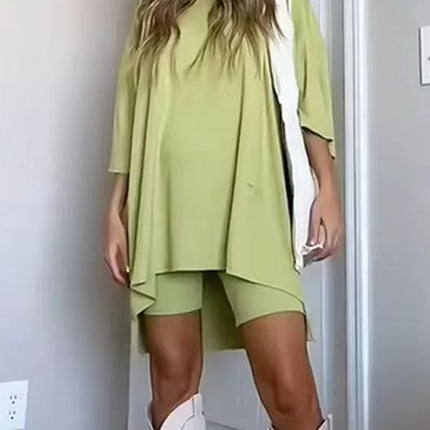 Women's Viscose Blend Long Sleeve Top & High-Waisted Shorts Set – Soft & Breathable Loungewear – Comfortable Everyday Outfit with Pockets – Perfect for Casual Wear & Relaxing