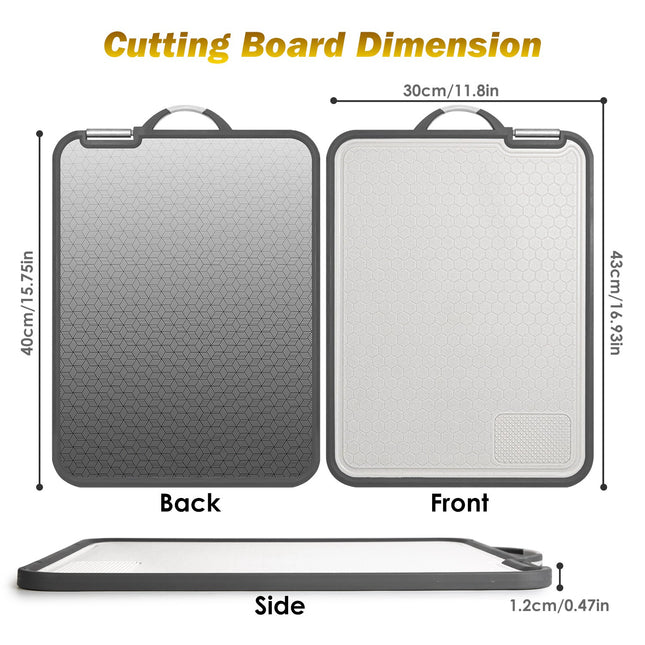 ProPrep™ Multi-Functional Chopping Board – Antibacterial Stainless Steel Surface with Knife Sharpener Handle