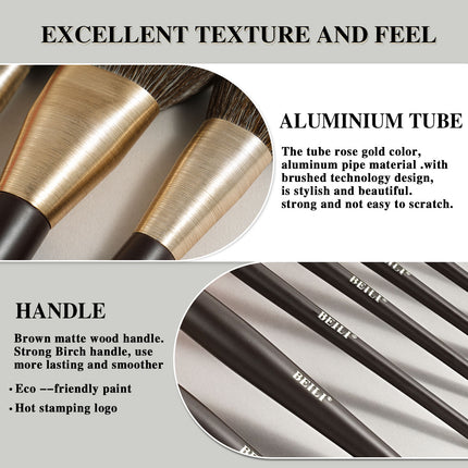 Professional 10pcs Vegan Makeup Brush Set – High-Density Contour & Blush Brushes