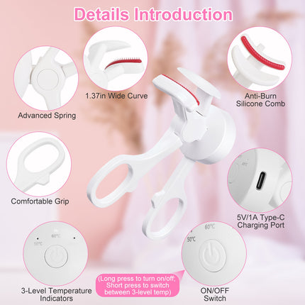 Anti-Burn Electric Lash Curler with Comb – Fast Heat-Up & All Eye Shapes Design