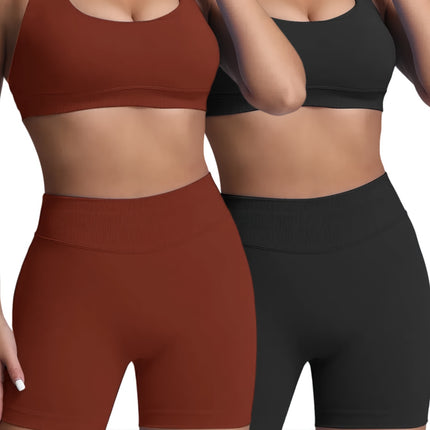 2-Pack Stretchy Sports Bra Set – Anti-Bacterial & Odor-Resistant Fabric – Seamless Comfort Workout Bras for Women