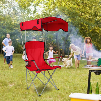 Heavy-Duty Camping Chair with Adjustable Canopy – 330lbs Capacity Folding Chair – Sunshade & Rain Shelter Portable Chair for Beach, Fishing & Sports