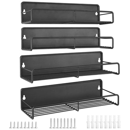 No-Drill Magnetic Spice Holder Set (4 Pack) – Rust-Proof Metal Storage Shelf for Fridge, Microwave & Oven