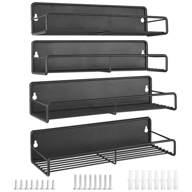No-Drill Magnetic Spice Holder Set (4 Pack) – Rust-Proof Metal Storage Shelf for Fridge, Microwave & Oven