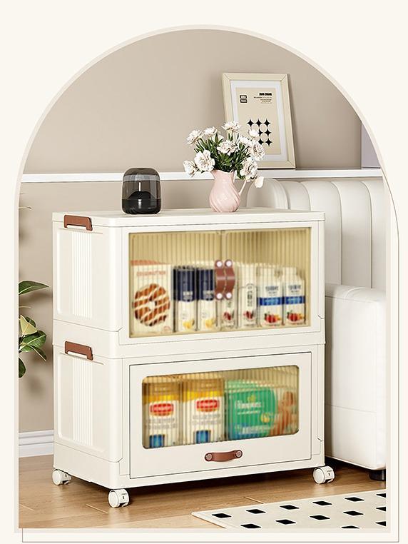 Multi-Layer Baby Storage Cabinet with Wheels – Transparent Easy-Open Lids – Mobile Nursery Organizer for Diapers, Toys & Clothes