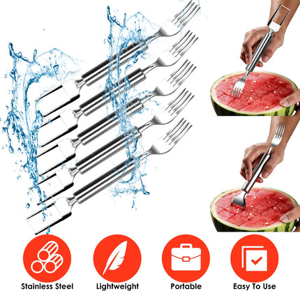 Multi-Pack Watermelon Cutter & Server – 2-in-1 Stainless Steel Fruit Fork & Slicer Tools for Picnics & BBQ