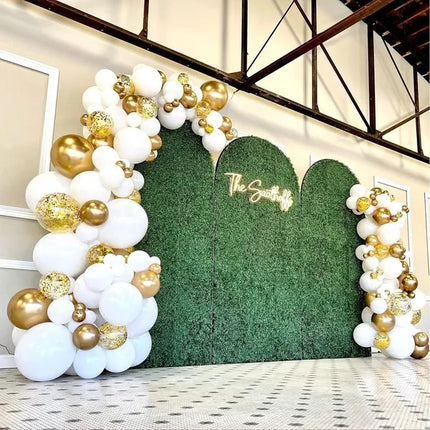 124pcs White and Gold Balloon Garland Arch Kit – Metallic Gold & Confetti Balloons – Luxury Decoration for Weddings, Birthdays & Baby Showers