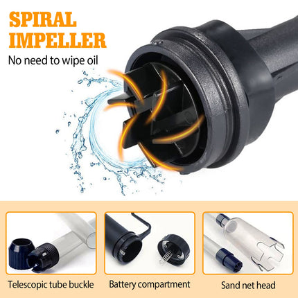 Battery Operated Aquarium Gravel Cleaner – Automatic Fish Tank Vacuum & Siphon – Electric Sand Washer with Algae Scraper & Water Filter System