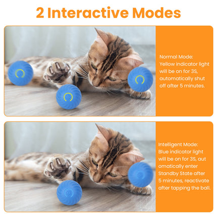 Smart Interactive Cat Ball Toy – Rechargeable Motion-Activated Rolling Ball with Pouch – Hide-and-Seek Mouse Catching Game for Indoor Cats