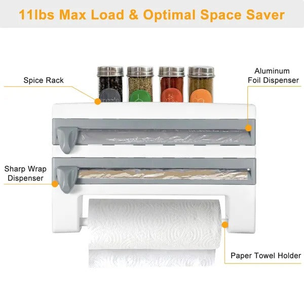 2-in-1 Magnetic Kitchen Wrap Organizer – Reusable Foil Dispenser with Built-in Sliding Cutter for Fridge & Drawers