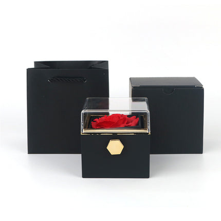 Creative Rotating Rose Jewelry Box – Eternal Soap Flower Gift Box for Necklace & Rings – Enchanted Spinning Rose Surprise for Valentine’s Day