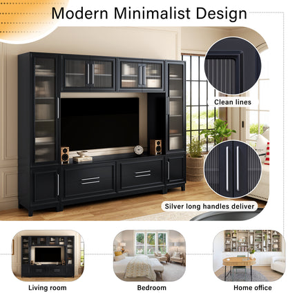 Extra-Wide 102" TV Stand & Entertainment Unit – Minimalist Media Center for 75-Inch TVs – Modern Storage Console with Drawers & Tempered Glass