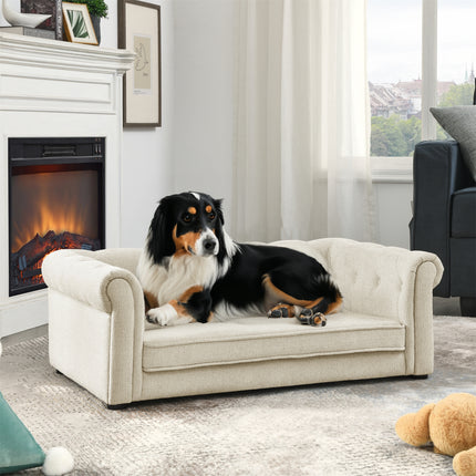Elegant Rectangular Pet Sofa Bed – Durable Orthopedic Dog Couch with Bolster Support – Premium Comfort Bed for Medium & Large Dogs