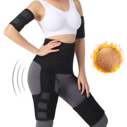 3-in-1 Neoprene Waist, Thigh & Arm Trimmer Set – High-Compression Sweat Belt – Body Shaping Sauna Suit for Weight Loss & Fitness