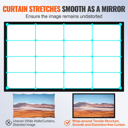 155-inch Fixed Frame Projector Screen – 16:9 4K Ultra HD Movie Screen – Wall-Mounted Professional Cinema Screen for Home Theater & Gaming