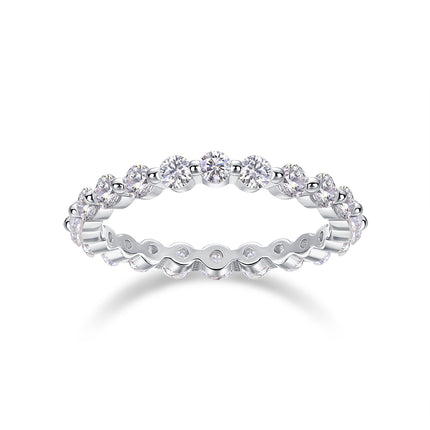 Full Eternity Moissanite Ring – 925 Sterling Silver Radiant Band – Sparkling D-Color Lab Diamond Alternative Jewelry