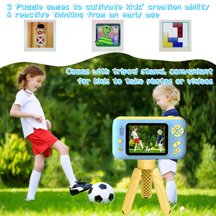 Kids Digital Camera with Flip Selfie Lens and Tripod – 1080P HD Video Recorder Toy for Creative Boys and Girls