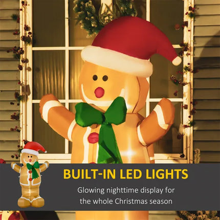6-Foot Inflatable Christmas Gingerbread Man – Lighted Outdoor Holiday Decoration with Built-In LED Lights & Easy Setup