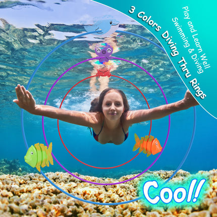 24-Piece Kids Diving Pool Toy Set – Swim-Through Rings and Underwater Treasures for Summer Swimming Practice