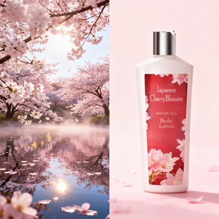 Japanese Cherry Blossom 2-Piece Body Care Set – Includes 8oz Body Lotion & Fragrance Mist – Luxury Spa Gift Set for Women