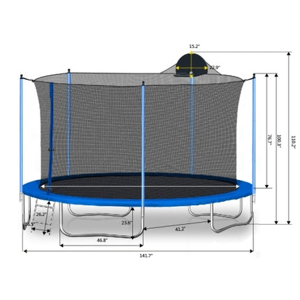 12FT Outdoor Trampoline for Kids & Adults – Heavy Duty Fitness Trampoline with Safety Enclosure Net, Basketball Hoop & Ladder