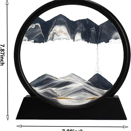3D Moving Sand Art Picture – Dynamic Liquid Motion Sandscape – Round Glass Deep Sea Sand Display for Stress Relief & Home Decor