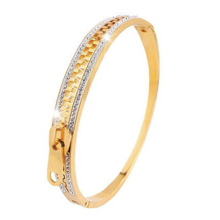Trendy Titanium Steel Zipper Bracelet – Unique Industrial Design Wristband – High-End Personalized Jewelry for Women