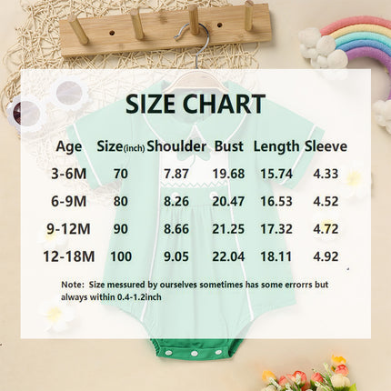 Baby Boy St. Patrick's Day Polo Romper – Green Lapel Short Sleeve Clover Print Playsuit – Lucky Charm Button-Down Bodysuit