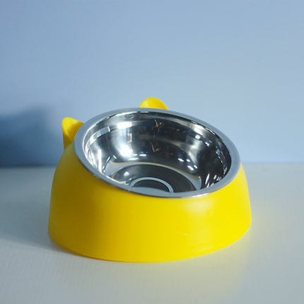 Elevated Double Stainless Steel Cat Bowls – 15° Tilted Cervical Protection Feeding Station – Ergonomic Food and Water Dishes for Cats and Small Dogs