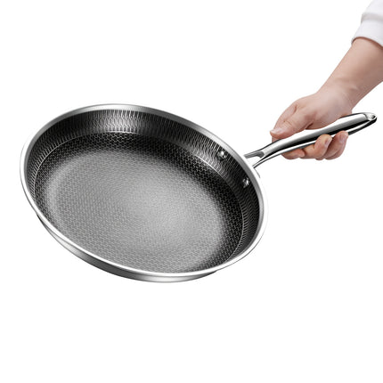 Hybrid Honeycomb Stainless Steel Frying Pan – Non-Stick & Scratch-Resistant Skillet – Laser Etched