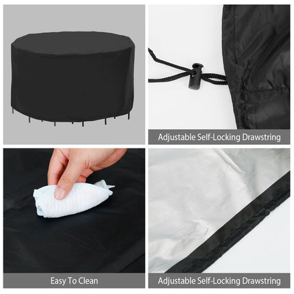Heavy-Duty Round Outdoor Furniture Cover – Waterproof & UV-Resistant Garden Table Protector – All-Weather Cover for 4-6 Seater Patio Sets