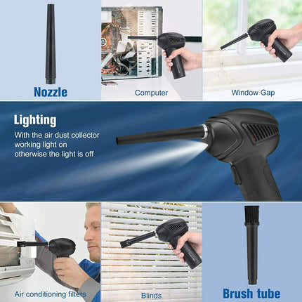 3-in-1 Cordless Air Duster & Vacuum – Portable Electric Air Blower for Computer Cleaning – Rechargeable Dust Blower for Car, Home & Pet Hair