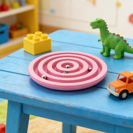 Balanced Labyrinth Marble Game – Hand-Eye Coordination & Concentration Toy – Interactive Maze Puzzle for Kids & Adults – Portable Travel Game (Pink)