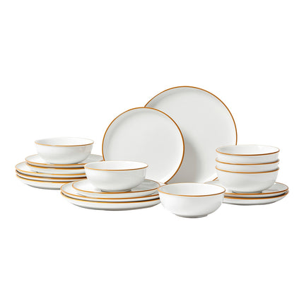 Pure White 18-Pcs Porcelain Dining Collection – Service for 6 – Chip-Resistant, Microwave & Dishwasher Safe