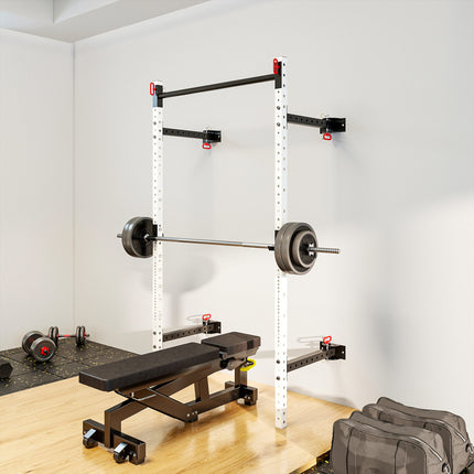 Wall-Mounted Folding Squat Rack with Pull-Up Bar – Heavy-Duty Space-Saving Power Rack for Home Gym & CrossFit