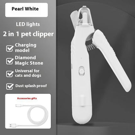 2-in-1 Pet Nail Clippers with LED Light – Quick-View Bloodline Sensor – Professional Dog & Cat Nail Trimmer with Built-in File