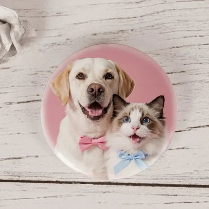 Custom Pet Photo Pins (2-Piece Set) – Personalized Pet Portrait Buttons – 2.25" Keepsake Pins for Dog & Cat Lovers