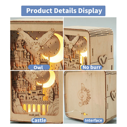 3D Wooden Castle Puzzle with LED Night Light – DIY Architectural Model Kit – Unique Desk Decoration & Night Lamp – Perfect Birthday/Christmas Gift for Women & Teens