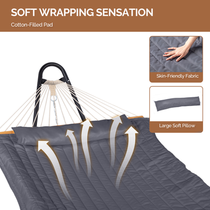 Gray Padded Hammock With Adjustable Freestanding Stand