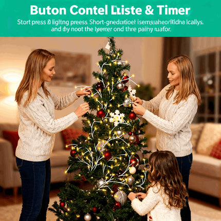 7.87ft Lighted Birch Garland – 144 LED Warm White Fairy Lights – 8 Modes with Remote & Timer – Flexible Artificial Branches for Home, Wedding & Holiday Decor