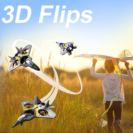 V17 RC Stunt Plane – 2.4GHz Remote Control Jet Drone with 360° Flip – Durable EPP Foam Aircraft with Cool LED Lights – Gift for Kids & Adults